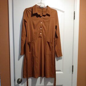 Burnt Orange Button Up Dress